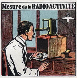 Rad: pomiar radioaktywności. Anonimowa ilustracja z 1925 r. Ze zbiorów prywatnych.