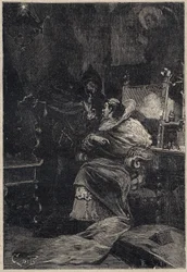 Rodrigo Borgia i Ascanio Maria Sforza Visconti (1455-1505) - grawer z "Lucrezia Borgia" Oscara Pio - 1883