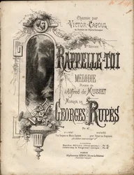 Partytura melodii „”zapamiętaj-se”” Georgesa Rupesa według poezji Aldre de Musset. Prywatna kolekcja.
