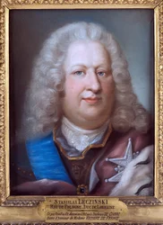 Stanisław I Lecziński, zwany Dobroczynnym - Portret Stanisława I Leszczyńskiego (1677-1766), króla Polski - Anonimowego. Pastel na papierze, ok. 1755. Rozmiar: 39x29,5 cm. Prywatna kolekcja