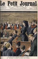 Sprawa Steinheil: Marguerite Steinheil (1869-1954) przysłuchując się odczytaniu wyroku – Le Peiny Journal, listopad 1909