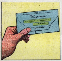 Telegraf: Telegram. Anonimowa ilustracja z 1925 r. Ze zbiorów prywatnych.