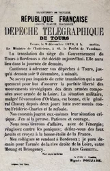 Wiadomości telegraficzne z Tours z 9.12.1870 autorstwa Léona Gambetty.