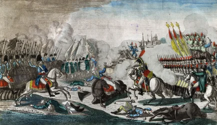 Bitwa pod Luetzen (Bataille de Lutzen, ou Grossgorschen, 2 maja 1813) - Anonim - 1813 - Akwaforta, akwarela - 38,9x29,2 - Kolekcja prywatna