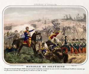 Bitwa pod Solferino (24 czerwca 1859) - Anonim - 1859 - Kolorowa litografia - 40,1x28,1 - Kolekcja prywatna