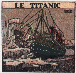 T.S.F.: zatonięcie Titanica w 1912 r. Wiadomości o niebezpieczeństwie zostały wysłane z T.S.F. post po połączeniu z górą lodową. Anonimowa ilustracja z 1925 r. Ze zbiorów prywatnych.