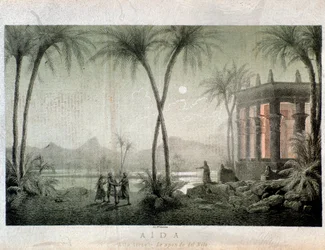 Brzegi Nilu. Ilustracja do aktu III Aidy, opera Giuseppe Verdi