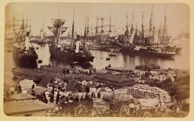 Miasto Marsylia i okolice ok. 1885 -1890: Bassin de la Joliette, pokład cargo na kotach, kolekcja prywatna