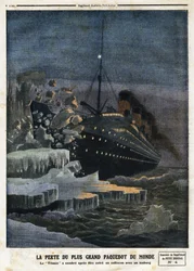 „”Utrata największego liniowca świata: „Titanic”” zaciemnił się po zderzeniu z górą lodową”, grawer w „”Le Petit Journal”, 28.04.1912