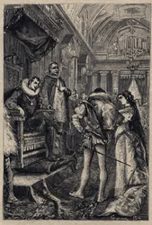 Małżeństwo Giulii Farnese z Orsinem Orsinim w domu Rodriga Borgii, 1489 - rycina z „Lucrezia Borgia” Oscara Pio - 1883