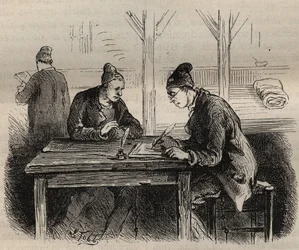 Publiczny pisarz w Toulon Bagne w XIX wieku. Grawer „Historia skazanych od ich powstania do dnia dzisiejszego” (1877) autorstwa Pierre