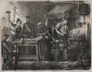 Przejazd do Tulonu Bagne w XIX wieku. Grawer „Historia skazanych od ich powstania do dnia dzisiejszego” (1877) autorstwa Pierre