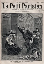Różne fakty: dramat alkoholizmu - Le crime du Boulevard de Courcelles w Paryżu - Grawer w „Le petit Parisien” z 1891 r. - Kolekcja prywatna