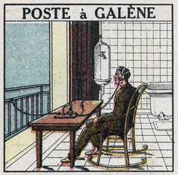 Telefonia bezprzewodowa: radio ustawione w galenie. Anonimowa ilustracja z 1925 r. Ze zbiorów prywatnych.