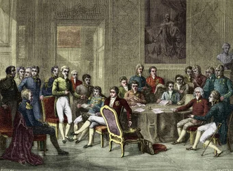 Kongres Wiedeński. Kongres Wiedeński w 1815 r. Aleksander I car; H.R.Stewart, Castlereagh; Franciszek I, cesarz Austrii; Fryderyk Wilhelm III, król Prus; Karol August, książę Hardenbergh; Wilhelm von Humboldt (William Humboldt