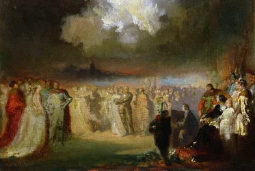 Fryderyk Chopin (1810-49) na koncercie w Hotelu Lambert, Paryż, 1840