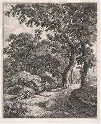 Dwóch podróżników odpoczywających w lesie, XVII w., XVII w.