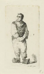 Mężczyzna w drewniakach