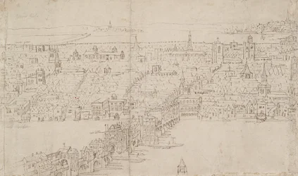Panorama Londynu widziana z Southwark: London Bridge, 1554