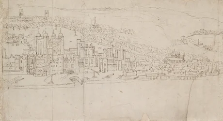 Panorama Londynu widziana z Southwark: The Tower, 1554