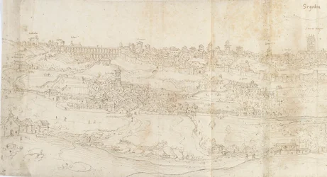 Panoramiczny widok Segowii od wschodu, c1560-1570