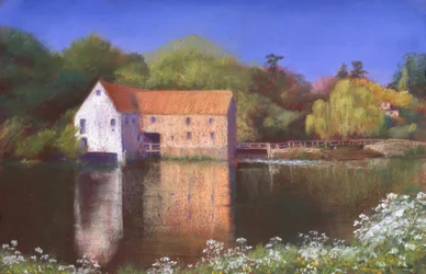 Wiosna w młynie, 2004 (pastel na papierze)