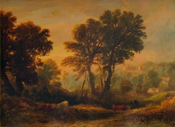 Zamek Dunster: Zachód słońca, c1850, 1935