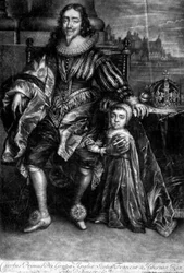 Karol I (1600-49) z synem (rycina)