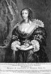 Portret Henrietty Marii (1609-69) królowej Anglii, ryty przez Pietera de Jode (1606-c.1674) 1632 (grafika)