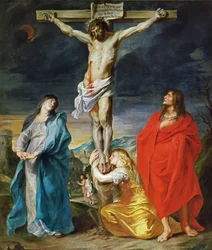 Francuski:  Le Calvaire Chrystus Ukrzyżowany z Dziewicą, Świętym Janem i Marią Magdaleną