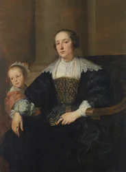 Bildnis der Anna van Thielen, Gattin des Malers Theodoor Rombouts, mit ihrer Tochter Anna Maria Portret Anny van Thielen, żony malarza Theodora Romboutsa z ich córką Anną Marią.