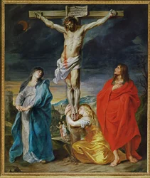 Chrystus na krzyżu, Maryja Dziewica, święty Jan i święta Magdalena ...