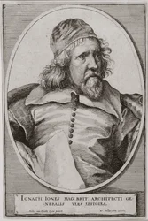 Portret Inigo Jones (1573-1652) rytowany przez Wenceslausa Hollara (1607-77) 1655