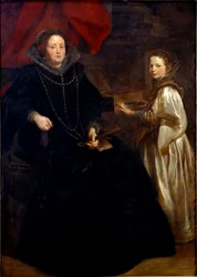 Portret Porzii Imperiale z córką Marią Francescą przy klawesynie Obraz Antonie Van Dyck (1599-1641) 1626 nd. 184,5x134 cm Bruksela, Królewskie Muzea Sztuk Pięknych, nr inw. 6115