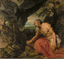 Święty Jerome, namalowany, gdy Van Dyck pracował w warsztacie Rubensa (obraz na płótnie)