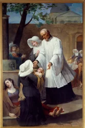 Św. Wincenty a Paulo (1581 - 1660) opiekujący się pestycydami (Św. Obraz Antoine