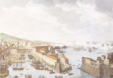 Wjazd Francuzów do Livorno, czerwiec 1796, rycina Jean Duplessis-Bertaux (1750-1818), rysunek Carle Vernet (1758-1836), Francuskie Wojny Rewolucyjne, Włochy