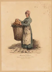 Sprzedawca ciast, numer 34 z serii The Cries of Paris, rytowany przez Francois Seraphina Delpecha (1778-1825)