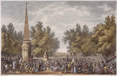 Święto Wergiliusza w Mantui, 24 Vendemiaire, rok 6 (październik 1797) grawerowane przez Georgesa Malbeste (1754-1843) (akwatinta)