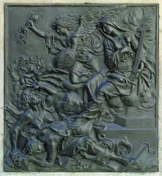 Anioł Francji wypędzający heretyków, fragment cokołu posągu Ludwika XIV, ok. 1687 (brąz)