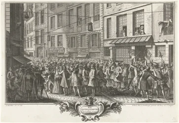 Z Rue Quinquempoix, 1720 Rue Quinquempoix w roku 1720 (tytuł na obiekcie) Het Groote Tafereel der Dwaasheid (tytuł serii)