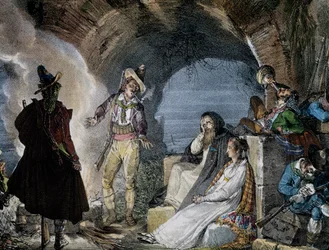 Legowisko rabusiów, Jean-Baptiste-Antoine Thomas (1791-1834) z Un a Rome, litografia