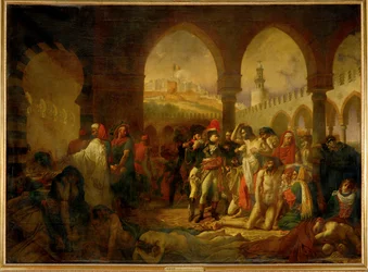 Bonaparte odwiedzający ofiary dżumy w Jaffie ...