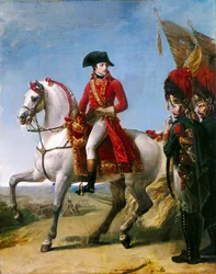 Napoleon Bonaparte, pierwszy konsul, dokonujący przeglądu swoich oddziałów po bitwie pod Marengo