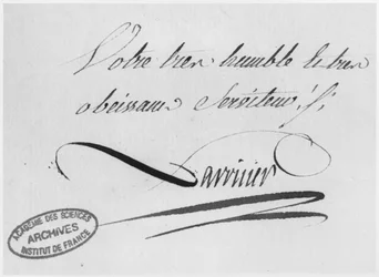 Autograf Lavoisiera z listu, 31 sierpnia 1769 (pióro i atrament na papierze)