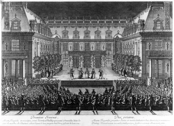 Reprezentacja na marmurowym dziedzińcu zamku w Wersalu „Alceste” Jeana Baptiste Lully