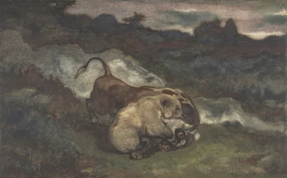 Niedźwiedź zabija byka, 1810-75.
