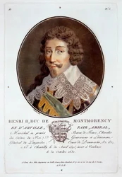 Henri II, Duc de Montmorency et dAmville, z Portretów wielkich mężczyzn, wybitnych kobiet i pamiętnych poddanych Francji, ryty i drukowany w kolorze, opublikowany przez Pierre Blin, 1786-92, Paryż (ok.