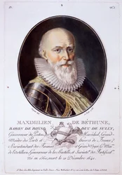 Maximilien de Bethune, Baron de Rosni i Duc de Sully, z Portretów wielkich mężczyzn, znamienitych kobiet i pamiętnych poddanych Francji, rytowanych i drukowanych w kolorze, opublikowanych przez Pierre Blin, 178
