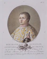Portret Bertranda du Guesclin (1311-80), Wysokiego Konstabla Francji, rytowany przez Leona Rogera, 1786